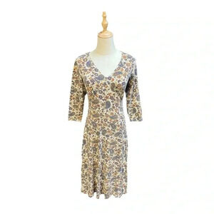 Sahalie Midi Dress Floral Paisley Cotton Modal 3/4 Sleeve Cottagecore XS